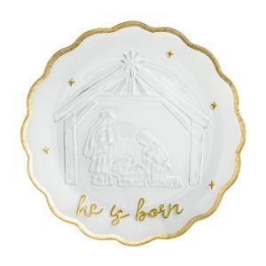 Gold Glass Nativity Platter