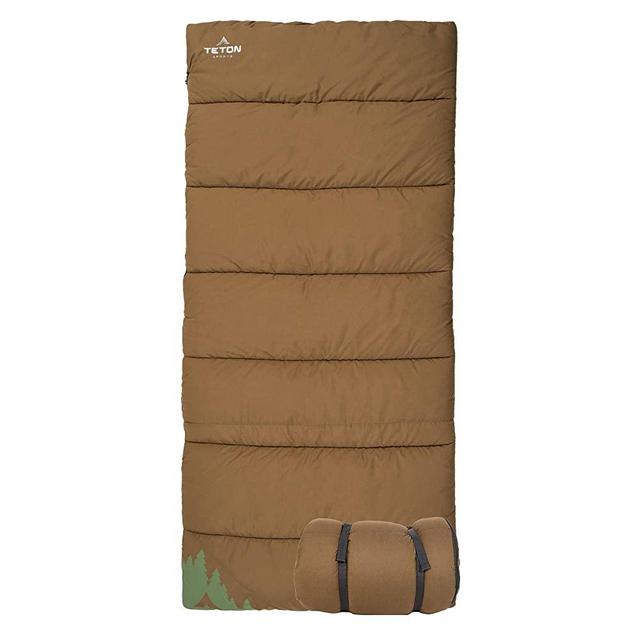 TETON Sports Evergreen Canvas Sleeping Bag; Warm and Comfortable Sleeping Bag Great for Camping or Hunting; Mild Weather Sleeping Bag Perfect for a Family Campout in the Backyard or the Great Outdoors