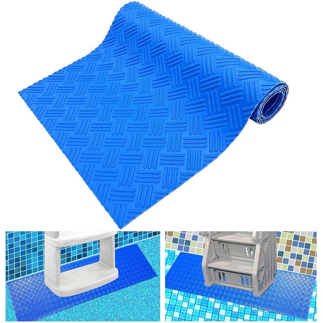 SKARUMMER Swimming Pool Ladder Mat - Protective Pool Ladder Pad Step Mat with Non-Slip Texture, Blue Medium Pool Step Mat, Pool Liner Protection Mat (36 X 24 inch)