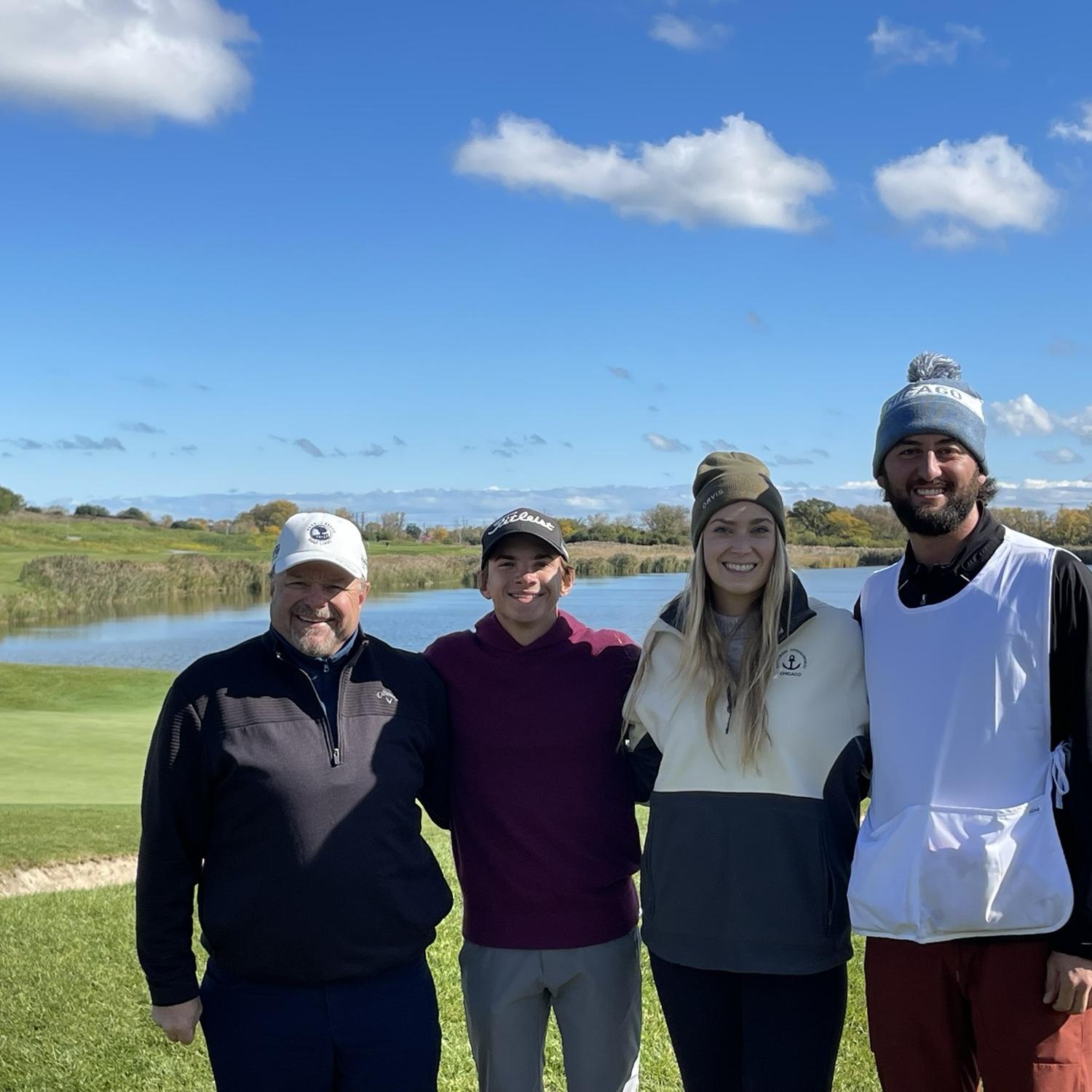 Andrew caddying for Kyle's golf tournament - Chicago 2023