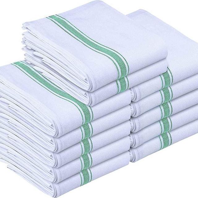 Utopia Towels 12 Pack Dish Towels - Resuable Kitchen Towels -15 x 25 Inches Ultra Soft Cotton Dish Cloths - Super Absorbent Cleaning Cloths, Green