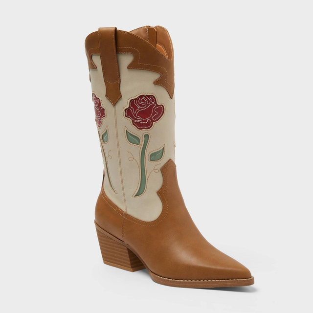 Women’s Natalie Western Boots with Memory Foam Insole - Universal Thread™ Cream 8
