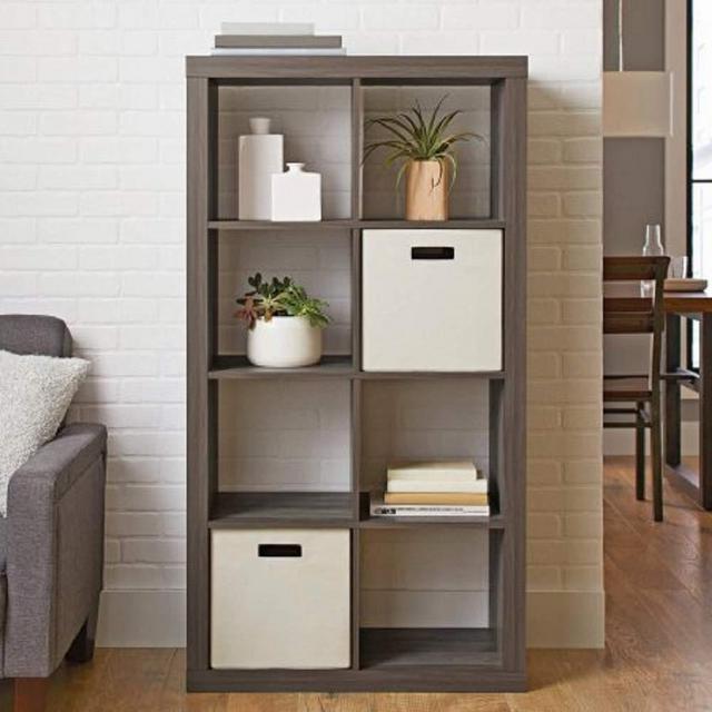 Better Homes and Gardens.. Bookshelf Square Storage Cabinet 4-Cube Organizer (Weathered) (White, 4-Cube) (Rustic Gray, 8-Cube)