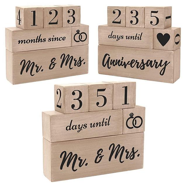Cute Bridal Shower Gift Engagement Gift Couples Newly Engaged Unique Gifts Women His and Hers, Mr Mrs Gifts Bride To Be Wedding Present Her Day Countdown Block She Said Yes Future Mrs Fiance