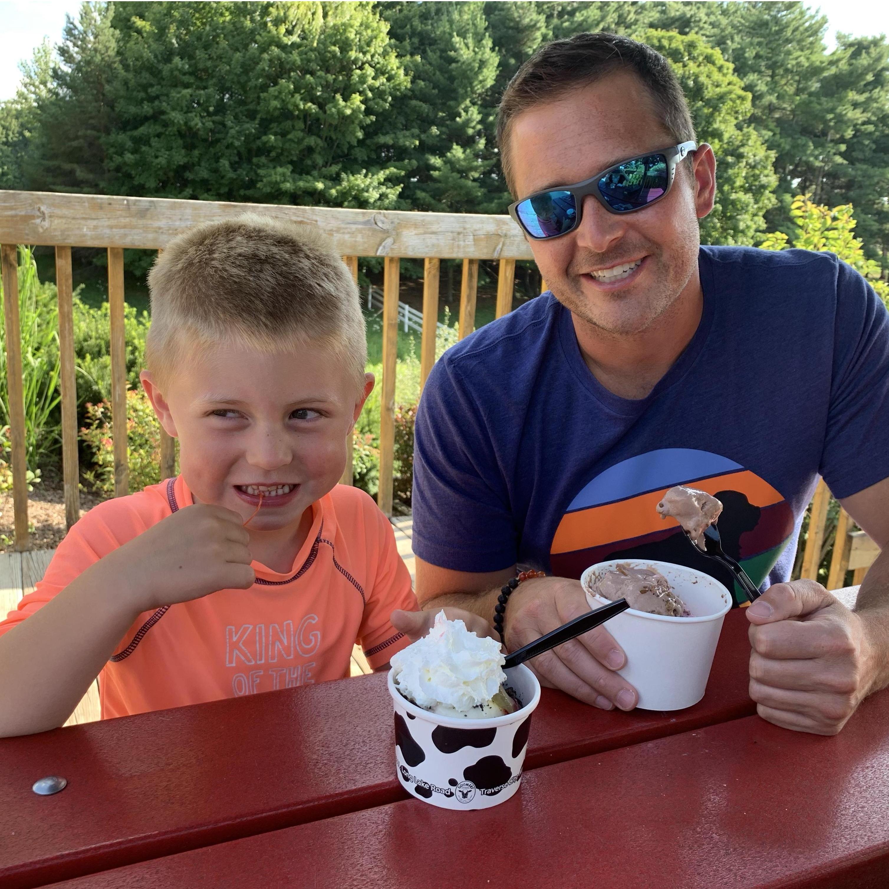 Dean introducing Owen to Moomers Ice Cream for the first time. Needless to say we'll be back.