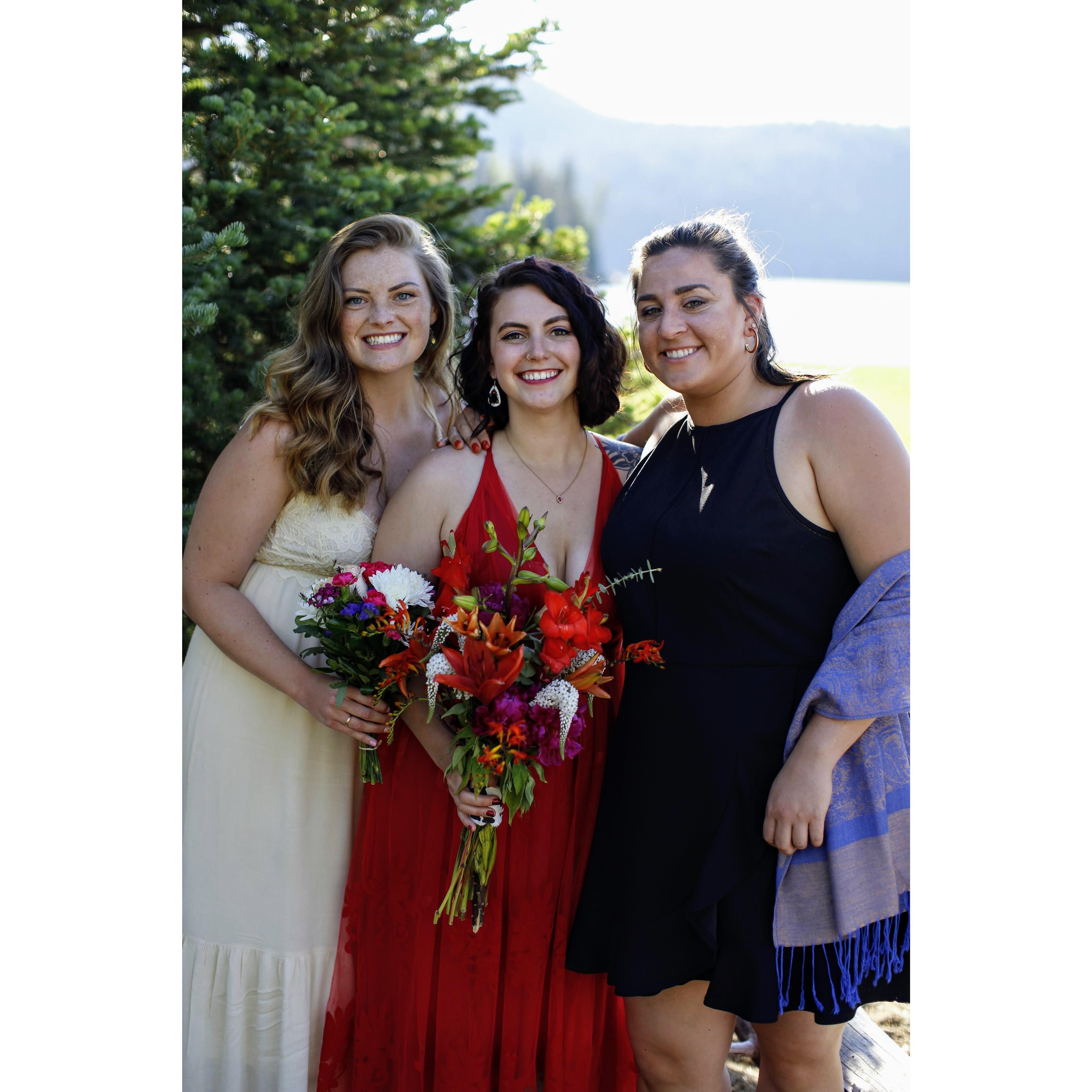 Hayley (MOH), Sara, Laura (minister). All three were Dayton Flyers & roomies in college.