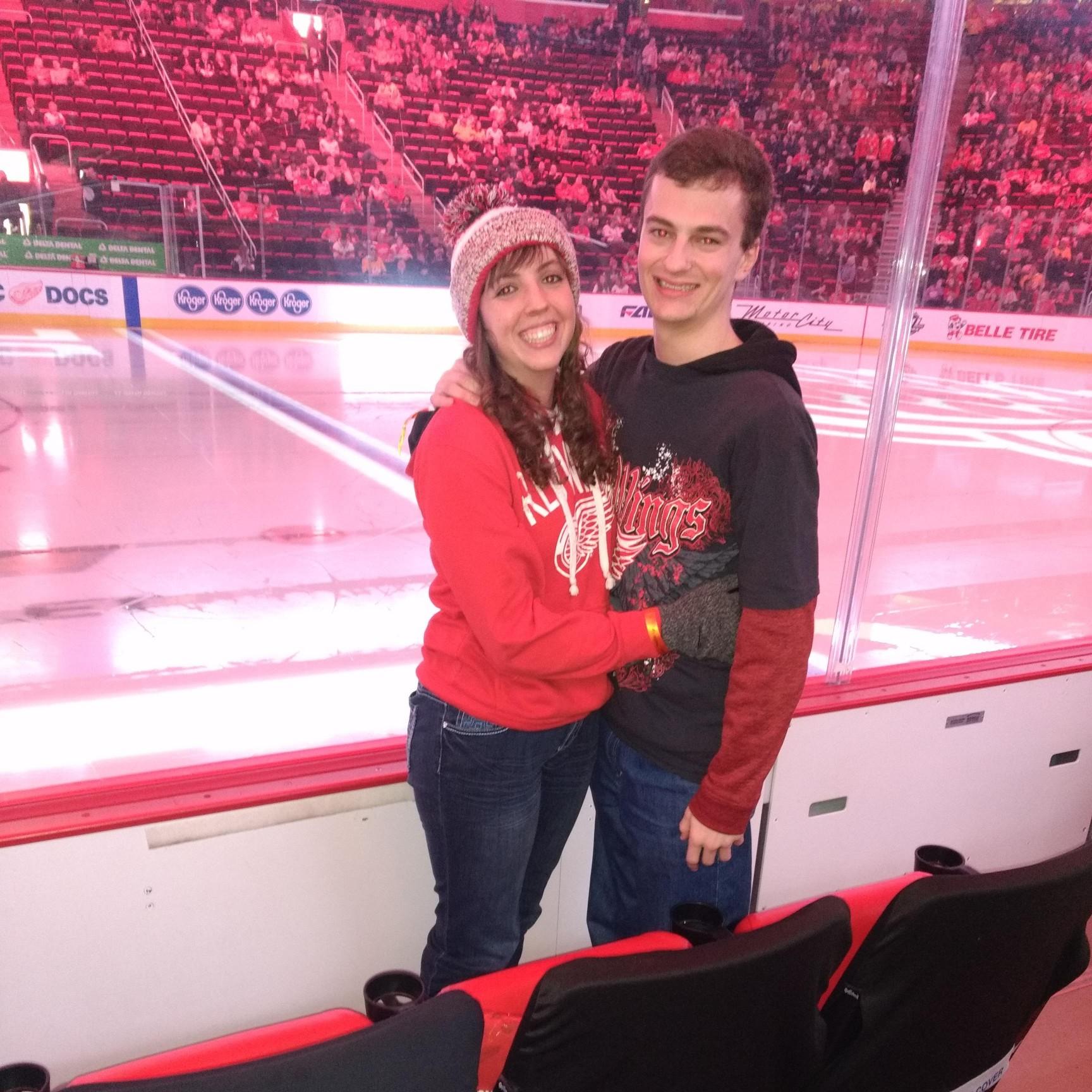 First Red Wings game together. Ashleigh's Christmas 2018 gift from Josh.
