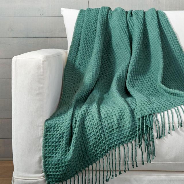 Cecili Teal Waffle Weave Throw