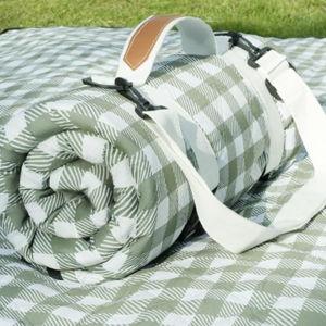 Waterproof Picnic and Beach Blanket - Checkered Green