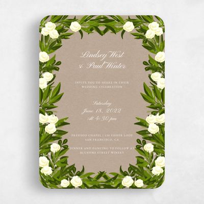 Brown Rounded Wedding Invitation - Marietta Bloom