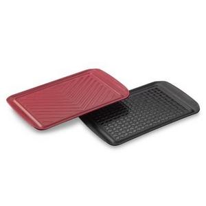Grill Prep Trays, Set of 2, Red & Black