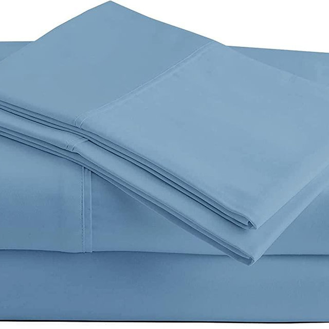 1000 Thread Count Egyptian Cotton Sheets King Size, 4 Piece King Sheets Sets, Light Blue Sheets for King Size Bed, Soft Bed Sheets King Size, Sateen King Bedding Set, 16" Deep Pocket King Size Sheets