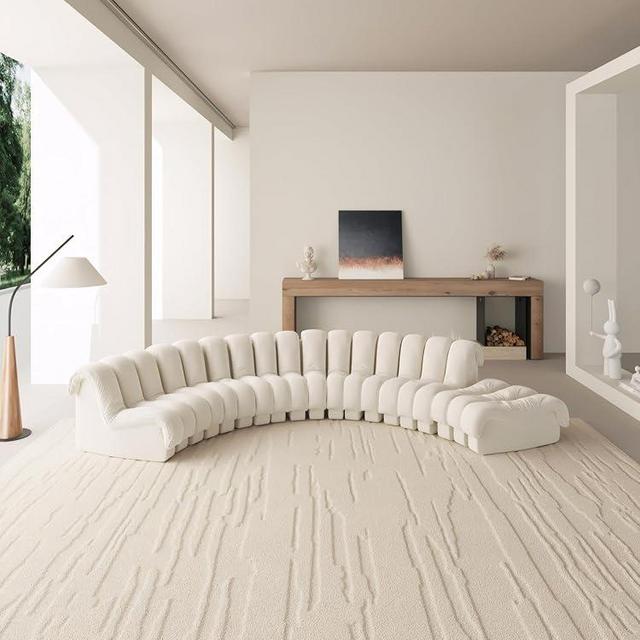 Glamtex 6x9 Cream Area Rug, Outdoor Rug, Modern Geometric Lines Textured Rug, Abstract Area Rug, Waterproof Bedroom Rug Sofa Rug for Living Room