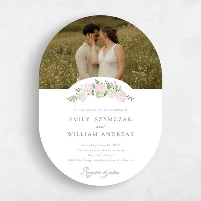 Pink Oval Wedding Invitation - Speranza Photo