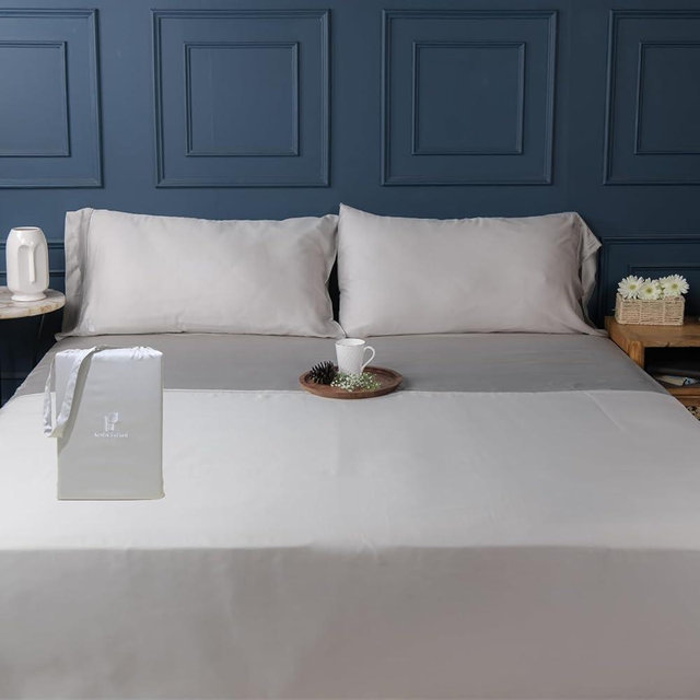 ArthCrafted 100% Austrian Eucalyptus King Bed Sheets, 18 Inch Deep Pocket King Size Sheets, Cooling Sheets with Elastic Corner Straps, Eucalyptus Silk Tencel Lyocell Sheets (Cool Grey, 4PC King)