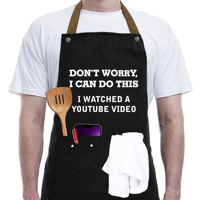 REHAVE Gifts for Dad, Mom, Father's Day Gifts From Daughter Son, Gifts for Men, Gifts for Husband, Boyfriend, Brother, Unique Birthday Gifts – BBQ Cooking Chef Apron 3 Pockets, Kitchen Baking Gifts