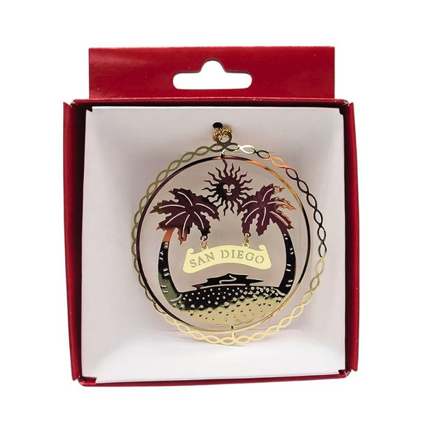 San Diego California Brass Christmas Ornament