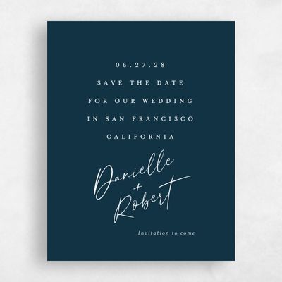 Deepest Teal, Blue Wedding Save the Date - Atlas Portrait