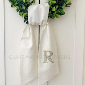 Embroidered Monogram Wreath Sash
