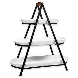 3-Tier Oblong Ceramic Server in White
