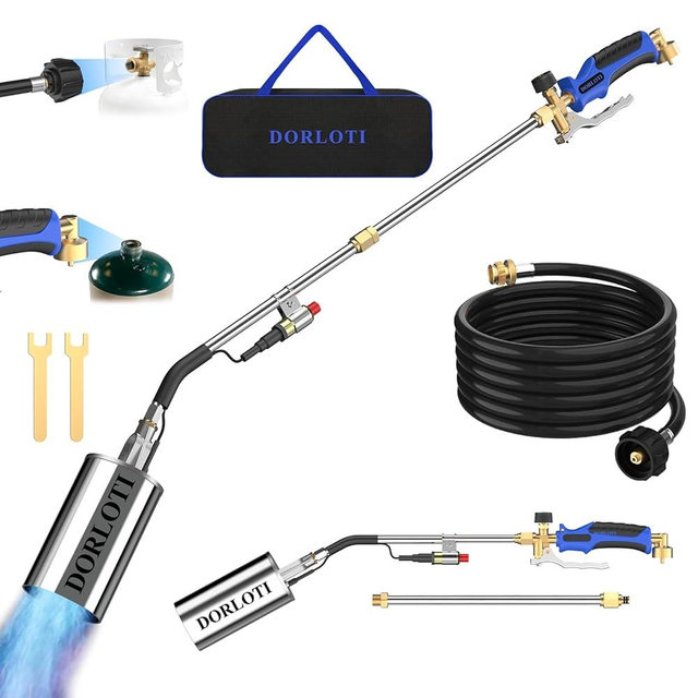 Propane Torch Weed Burner Kit, High Output with Long/Short Mode & Storage Bag,12.5FT Hose Heavy Duty Blow Torch Flamethrower with Self Igniter and Turbo Trigger for Weeding,Roofing,Melting Ice,BBQ