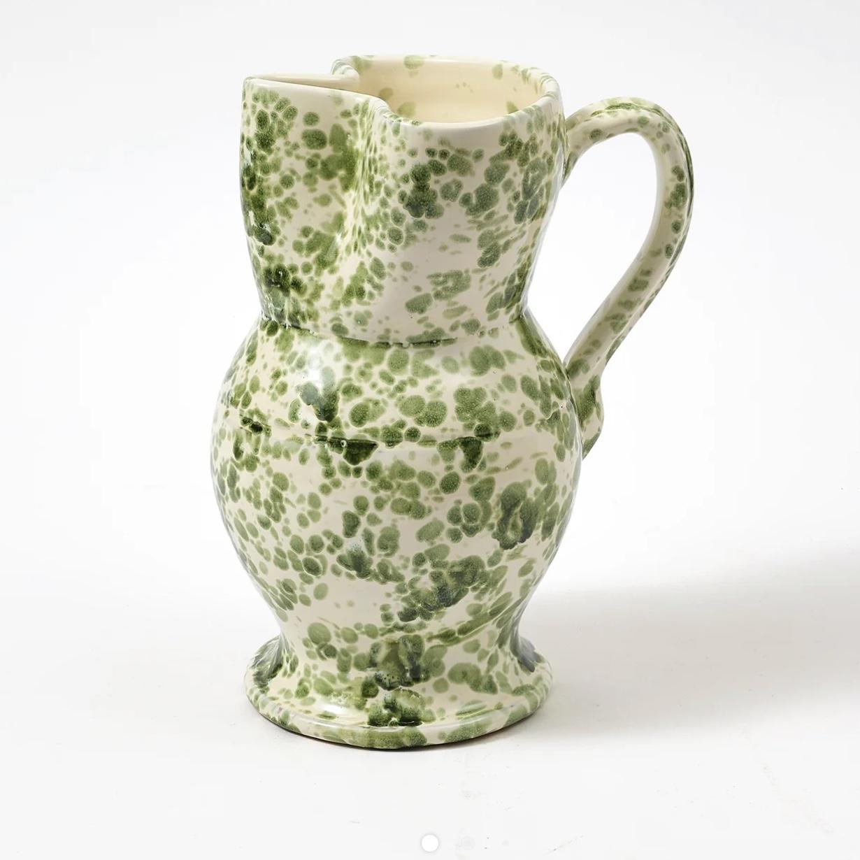 Speckled Pitcher in Green and White