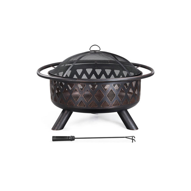 Yaheetech 36" Outdoor Round Fire Pit Patio Garden Bonfire with Spark Screen and Poker
