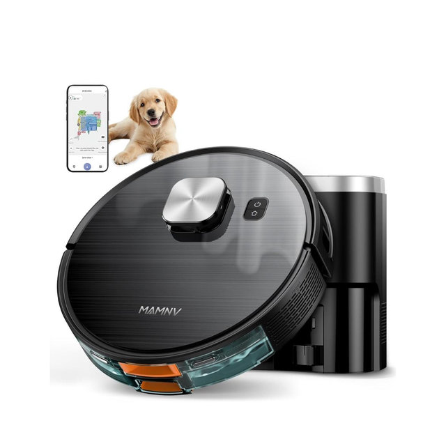 MAMNV Robot Vacuum and Mop, 11500 Pa Suction, 3-in-1 Robotic Vacuum with Smart LiDAR Navigation, 90 Day Self-Emptying,160 Min Runtime,App/Alexa/Voice Control, Ideal for Pet Hair, Carpet & Hard Floor