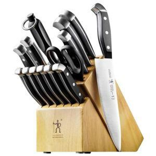 HENCKELS Statement Premium Quality 15-Piece Knife Set with Block, Natural, Razor-Sharp, German Engineered Informed by 100+ Years of Mastery, Lightweight and Strong, Dishwasher Safe