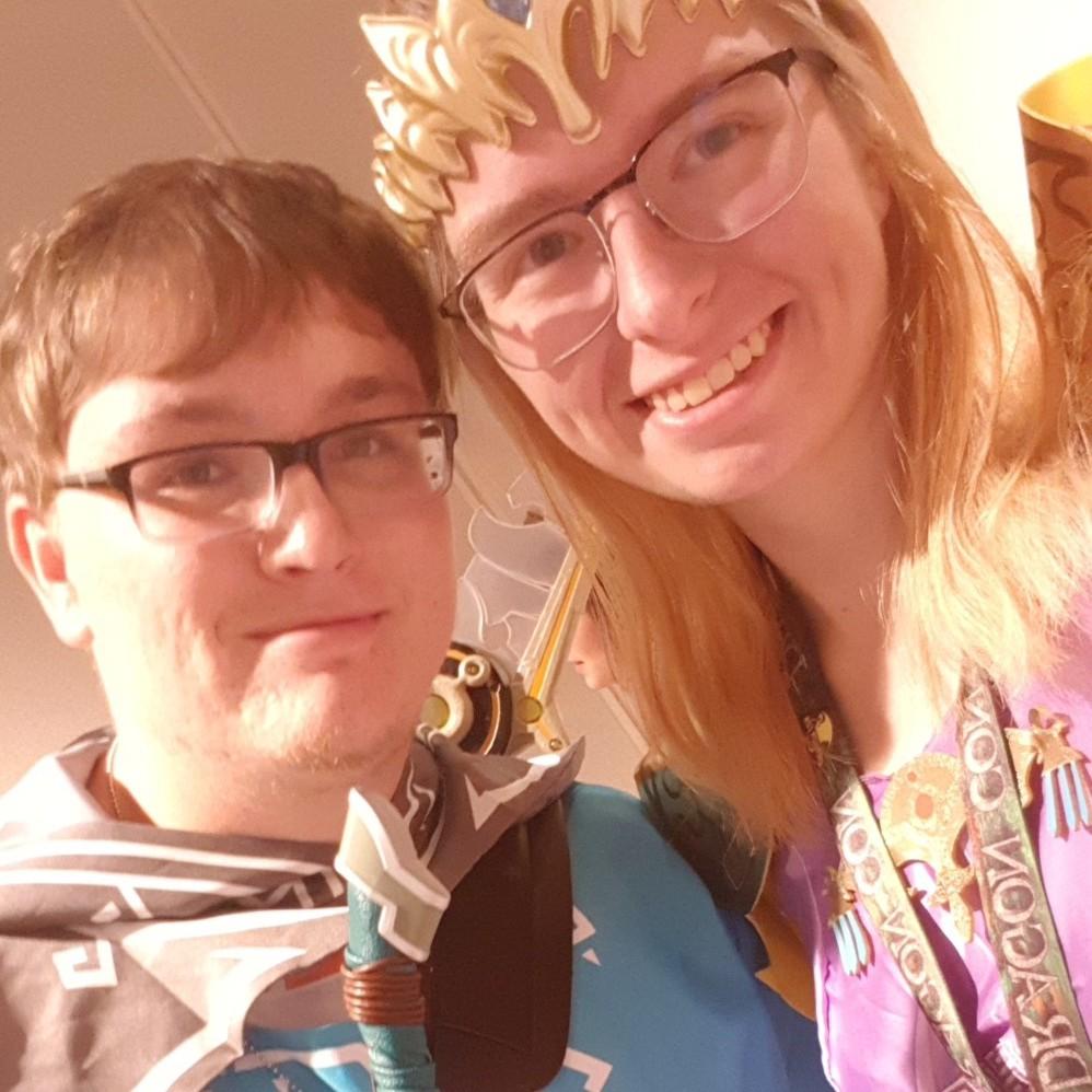 This is a picture of us while we were at our annual convention "Dragon Con" we are dressed as Link and Zelda.
