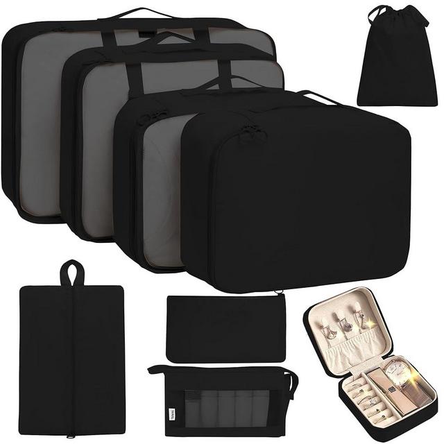 TRAILKICKER 9 Set Packing Cubes for Carry on Suitcase Travel Organizer Bags for Luggage Suitcase Organizer Bags Packing Cube Set for Packing Women Men (Black)