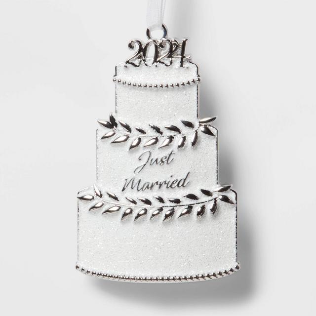 2024 'Just Married' Metal Wedding Cake Christmas Tree Ornament - Wondershop™