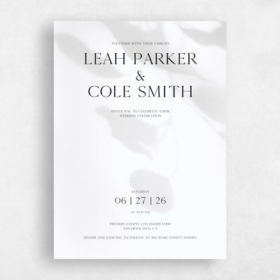 White Greenery Wedding Invitation - Lummin Portrait