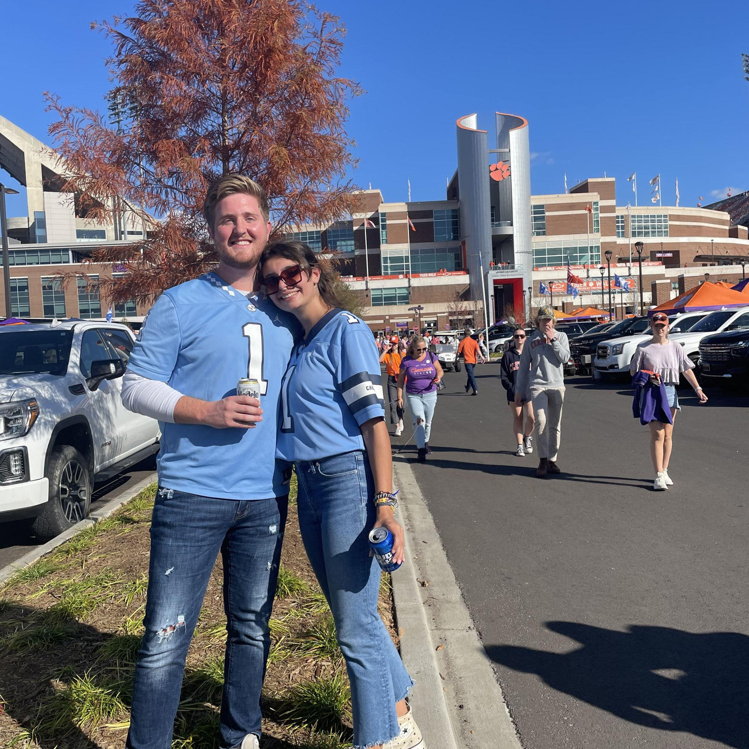 Marion returns to the United States. First stop: college football tailgate, obviously