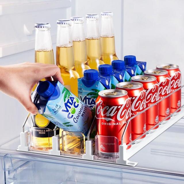 Drink Organizer for Fridge, Soda Can Dispenser for Refrigerator, Automatic Self-Pushing Fridge Drink Dispenser Holds up to 15 Cans, 3 Row