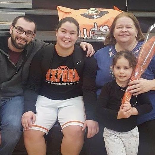 Rocco, Kayla, Aunt KJ, & Natalia at Kayla's senior night for basketball