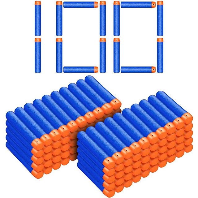 100 Nerf N Strike Blaster Compatible Dart Bullets, 100Pcs Nerf Bullet Refill Darts Premium Foam Bullets Pack Compatible for Nerf N-Strike Elite Guns