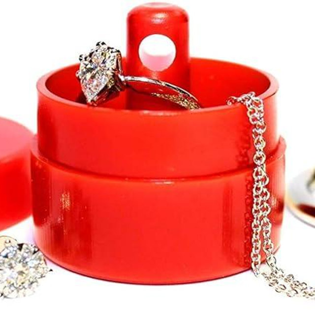 Lion Latch Travel Jewelry Box Case, Ring Holder on Shark Tank - Ring Holder for Women Girls with Keychain, Small Jewelry Organizer Boxes, Portable Ring Keeper Key Chain, Jewelry Storage Case
