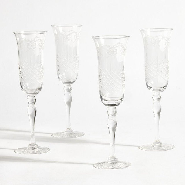 LoveShackFancy Bow Champagne Flutes, Set of 4