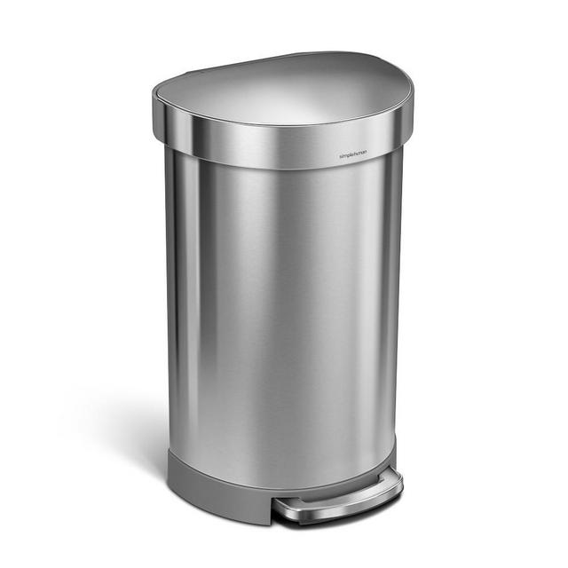 simplehuman 45 Liter Semi-Round Kitchen Step Trash Can, Brushed Stainless Steel