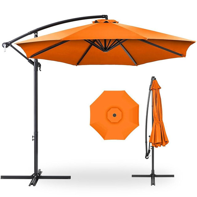 Best Choice Products 10ft Offset Hanging Market Patio Umbrella w/Easy Tilt Adjustment, Polyester Shade, 8 Ribs for Backyard, Poolside, Lawn and Garden