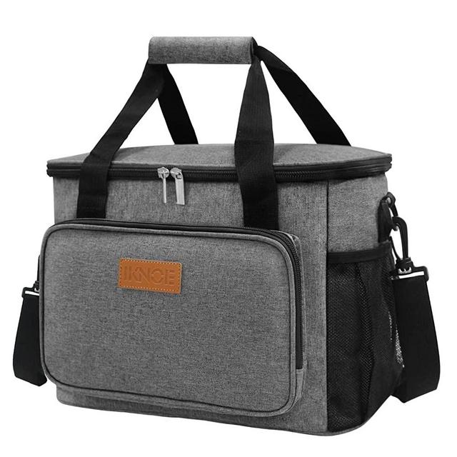 Iknoe Insulated Thickened Lunch Bag for Women & Men, Soft Coolers Insulated Leak Proof, 14L Insulated Tote Bags with Zippered Top Great for Work, School, Picnic and Beach (Grey 14L)