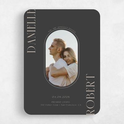 Grey Rounded Wedding Invitation - Falcon Photo
