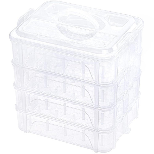 New brothread 4 Layers Stackable Clear Storage Box/Organizer for Holding 80 Spools Home Embroidery & Sewing Thread (Spool Size Requirement: Height≤2.2"/5.6CM; Width≤1.69"/4.3CM)