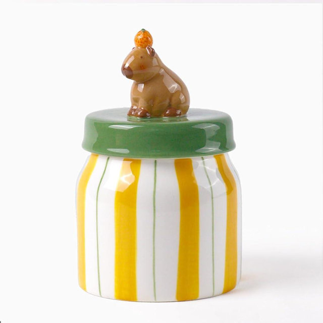 DIF DECO Capybara Cookie Jars for Kitchen Counter Decorative,Unique Ceramic Food Storage with Airtight Lid, Sugar Canisters for Office, Containers for Tea, Ground Coffee, Nuts, Beans, Spices, Cereal