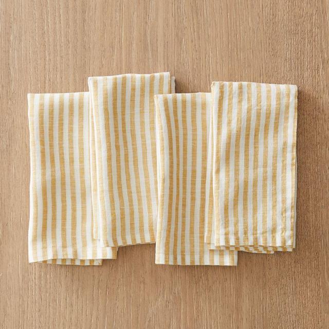 European Linen Stripe Napkins - Dark Horseradish