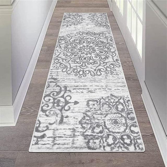 HEBE Vintage Runner Rug 2x6 Ft Non Slip Distressed Medallion Area Rugs Washable Hallway Rug Runner Boho Floor Carpet Runner for Hallways Entryway Laundry Room Kitchen Bathroom