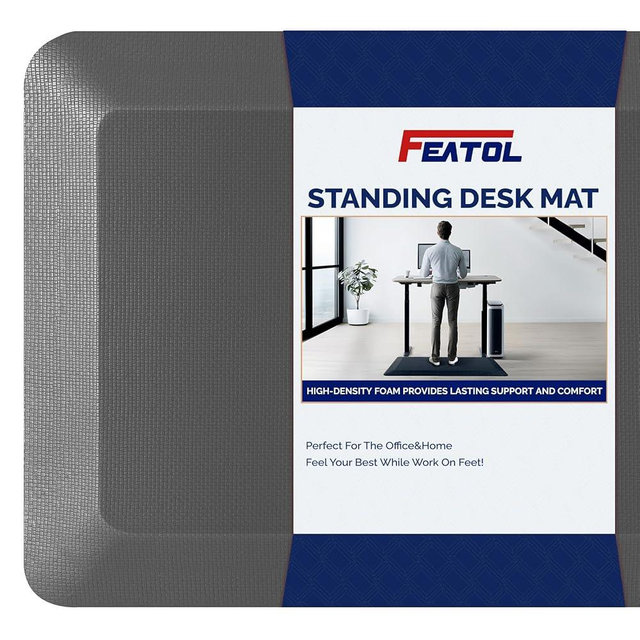 FEATOL Anti Fatigue Mat Floor Mat, Extra Thick Standing Office Desk Mat Memory Foam Cushioned Anti Fatigue Ergonomic Kitchen Mats Comfort Standing Pad NOT PVC 9/10 Inch Thick (Grey, 20x59x9/10-Inch)