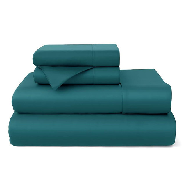 Cosy House Collection 100% Rayon Derived from Bamboo Bed Sheet Set - Cooling, Breathable, Silky Soft 4-Piece Deep Pocket Bedding Set (King, Dark Teal)