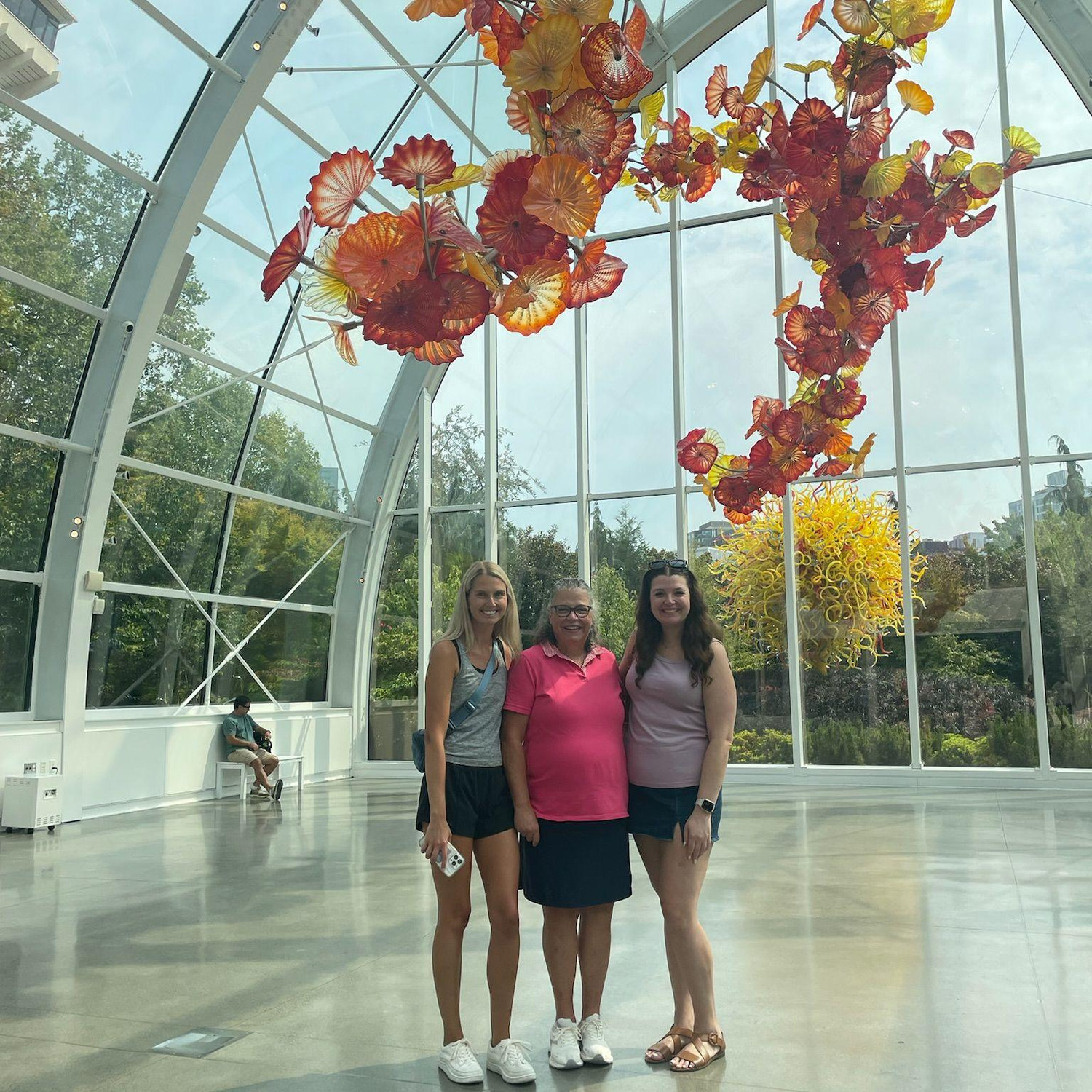 Emily with Mary Brigid and Catherine visiting the glass museum in Seattle.